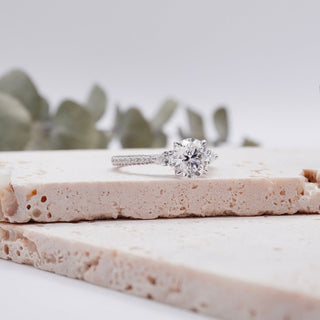 1.25 CT Round Cut Moissanite Diamond Three Side Pave Wedding Ring