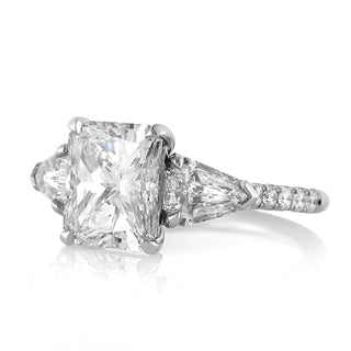 Unique Engagement Ring, Moissanite Bridal Ring, Luxury Bridal Ring, Radiant Three Stone Ring