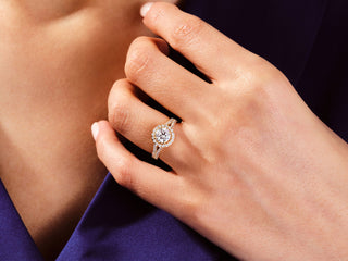 1.0CT Round Cut Moissanite Diamond Split Band Halo Set Engagement Ring