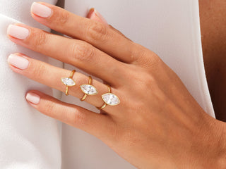 1.0 CT Marquise Cut Moissanite Diamond Bezel Engagement Ring