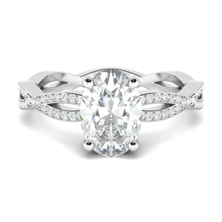 1.33CT Oval Cut Twisted Pave Moissanite Diamond Engagement Ring