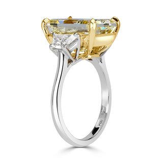 Elegant Three Stone Ring,Yellow Moissanite Ring, Radiant Three Stone Ring, Light Yellow Diamond Ring