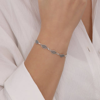 Silver Filigree Leaf Bracelet - Mother's Day lab grown moissanite jewelry
