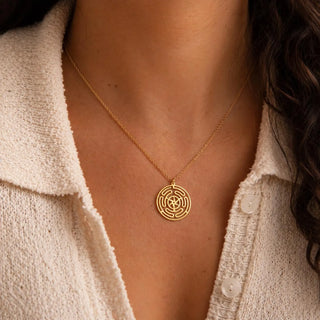 Gold Hecate Wheel Necklace in 925 silver, 10K/14K/18K gold - Halloween gift for her