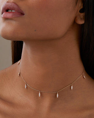 Dangling Diamond Moissanite Leaf Drop Necklace For Women