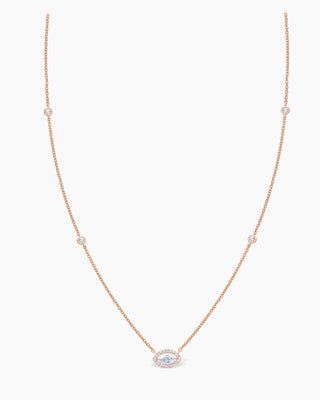 Copy of Round Cut Three Stone Diamond Moissanite Station Necklace (3 Stations)