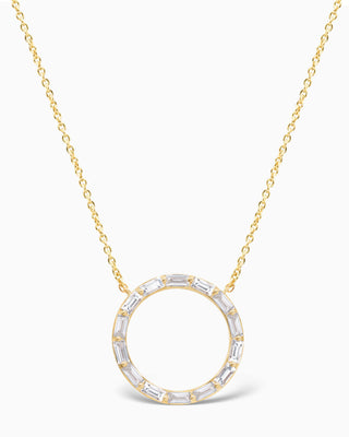 Diamond Moissanite Baguette Circle Necklace (Large) For Women