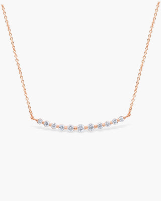 Round Cut Floating Diamond Moissanite Curved Bar Necklace For Women