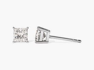 Princess Cut Solitaire  Moissanite Stud Earrings For Women