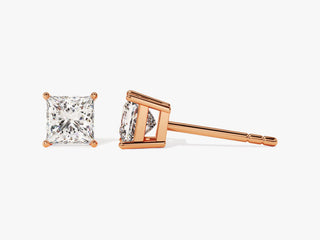 Princess Cut Solitaire  Moissanite Stud Earrings For Women