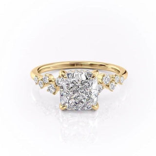 2.54 CT Cushion Cut Cluster Moissanite Engagement Ring