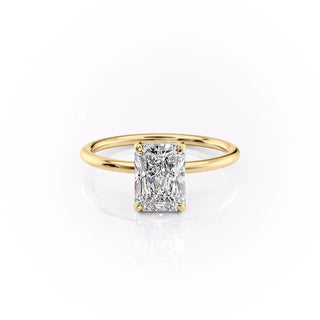 2.0 CT Radiant Cut Solitaire Hidden Halo Setting Moissanite Engagement Ring