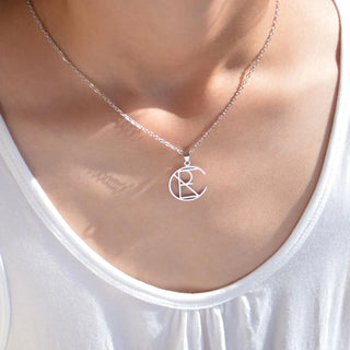 Gold Geometric Circle Necklace in 925 silver, 10K/14K/18K gold - Mother's Day gift for her