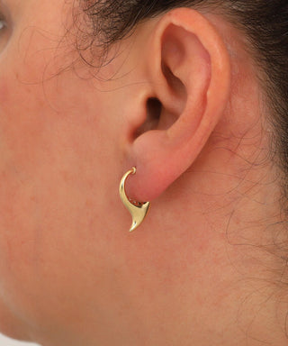 Gold Curved Horn Half Hoop Earrings in 10K/14K/18K gold, platinum - Christmas gift for her