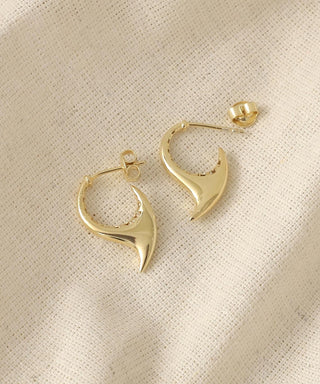 Gold Curved Horn Half Hoop Earrings by Venust Diamonds - fine jewelry gift idea