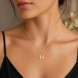 Spider Web Initial Necklace - Halloween lab grown moissanite jewelry
