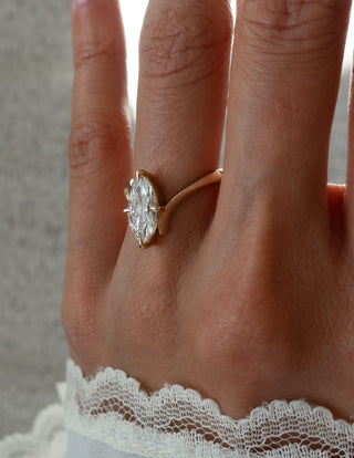 1.50CT-2.50CT Marquise Moissanite Unique Diamond Rings Engagement With Matching Band