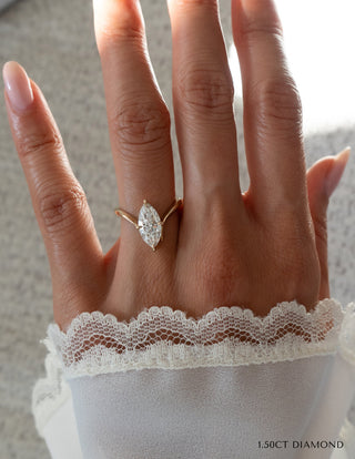 1.50CT-2.50CT Marquise Moissanite Unique Diamond Rings Engagement With Matching Band