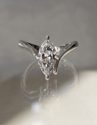 1.50CT-2.50CT Marquise Moissanite Unique Diamond Rings Classy Engagement With Matching Double Band