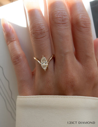 1.50CT-2.50CT Marquise Moissanite Unique Diamond Rings Engagement With Matching Band