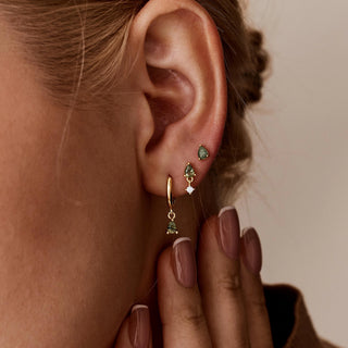 Green Pear Cut Trio Earring Set, Moissanite, Gold