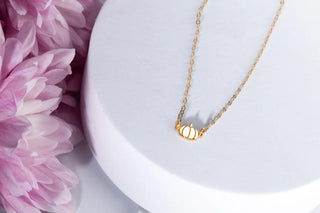 Gold Pumpkin Choker Necklace in 925 silver, 10K/14K/18K gold - Thanksgiving gift for her