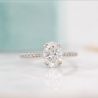 1.91 CT Oval Solitaire With Pave Setting Moissanite Engagement Ring