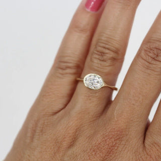 2.0CT Oval Cut Bezel Solitaire Moissanite Diamond Engagement Ring