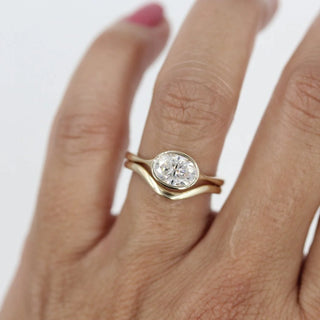 2.0CT Oval Cut Bezel Solitaire Moissanite Diamond Engagement Ring