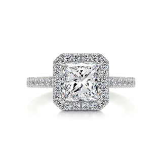 2.5ct Princess Cut Halo Moissanite Diamond Engagement Ring