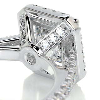 2.5ct Princess Cut Halo Moissanite Diamond Engagement Ring