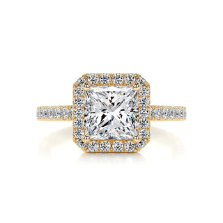 2.5ct Princess Cut Halo Moissanite Diamond Engagement Ring