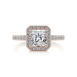 1.20ct Princess Cut Halo Moissanite Diamond Engagement Ring