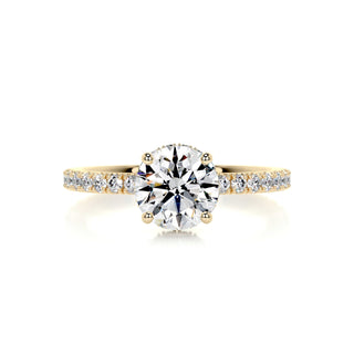 1.0ct Round Cut Hidden Halo Pave Moissanite Diamond Engagement Ring