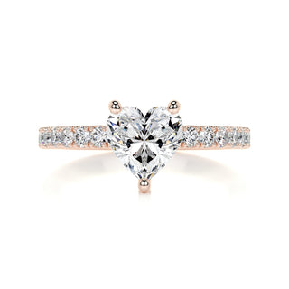 1.0ct Heart Cut Pave Moissanite Diamond Engagement Ring