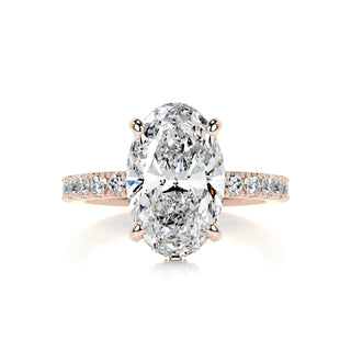 2.08ct Elongated Oval Cut Hidden Halo Moissanite Diamond Engagement Ring