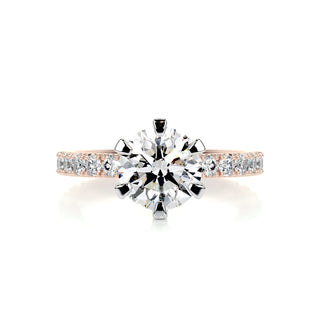 1.5ct Round Cut Pave Moissanite Diamond Engagement Ring