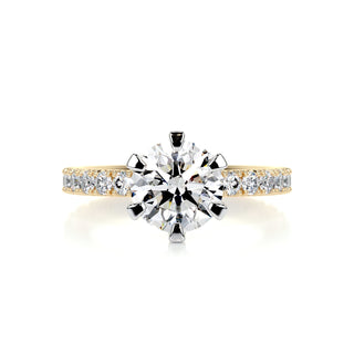 1.5ct Round Cut Pave Moissanite Diamond Engagement Ring