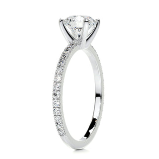 1.0ct Round Cut Pave Moissanite Diamond Engagement Ring