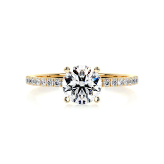 1.0ct Round Cut Pave Moissanite Diamond Engagement Ring