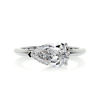 1.0ct East West Pear Cut Solitaire Moissanite Engagement Ring