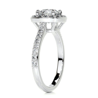 1.5ct Round Cut Halo Pave Moissanite Diamond Engagement Ring