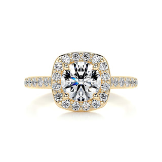 1.5ct Round Cut Halo Pave Moissanite Diamond Engagement Ring