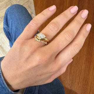 1.51ct Marquise Diamond Sweeping Wave Band Unique Engagement Ring