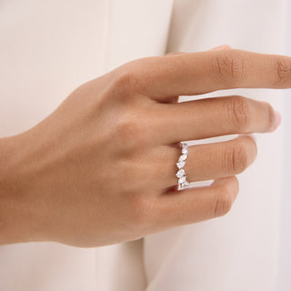 0.50ct Oval Moissanite Diamond Unique Engagement Ring With Matching Band