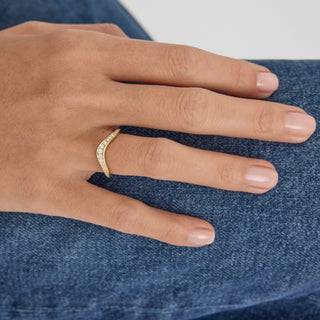 1.50ct Marquise Diamond Trace Band Unique Curved Engagement Ring With Matching Band