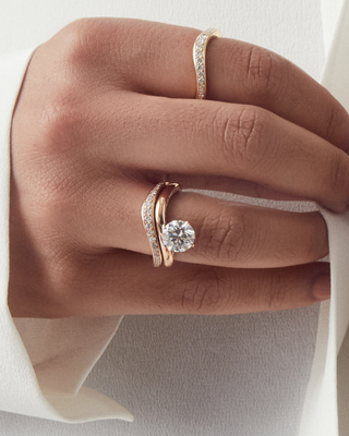 2.0ct Round Moissanite Diamond Channel Pave Unique Engagement Ring With Matching Band