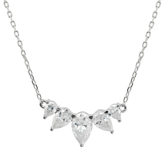 Five Stone Pear Shaped Diamond Moissanite Necklace For Women