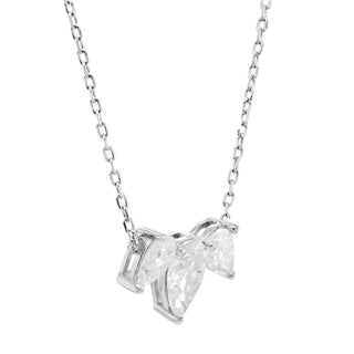 Three Stone Pear Shape Diamond Moissanite Necklace