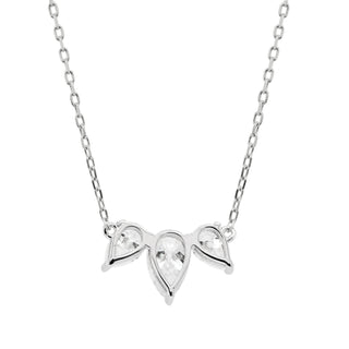 Three Stone Pear Shape Diamond Moissanite Necklace